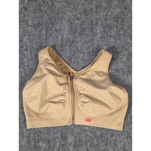 Shefit Low Impact Sports Bra Womens 2Luxe Beige Tan Zip Front Bralette 10004 2LX